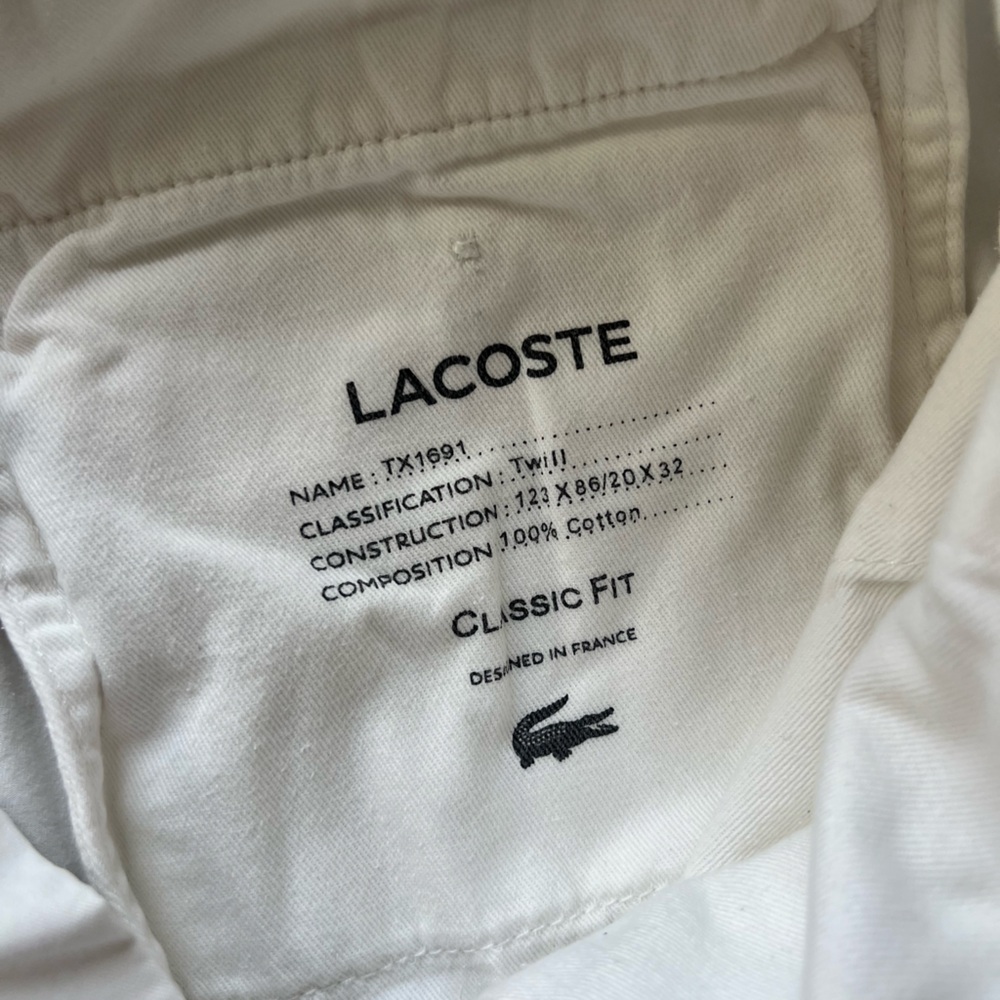 Lacoste White Chino Shorts Mens 30 Cotton Twill Classic Fit Preppy - Picture 6 of 11